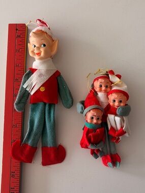 Vintage 1950s pixie elf ornaments